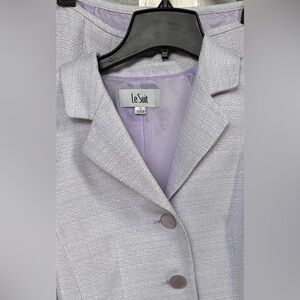 New Le Suit Polyester Metallic Skirt Suit Sz 14 Purple 2PC Career Business